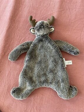Gray Moose Plush Security Blanket - Soft Cuddly Comfort